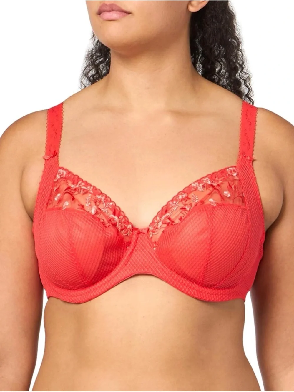 Elomi Womens Elomi Women’s Charley Plunge Bra: Floral Embroidery, Low Plunge - Picture 1 of 13